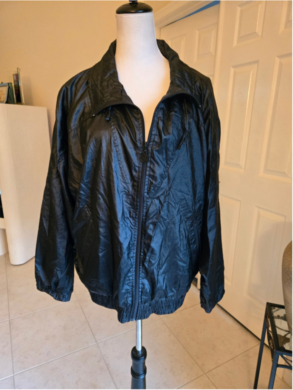 RARE Vintage 80s/90s Adidas Shiny Black Track Jacket - Size L